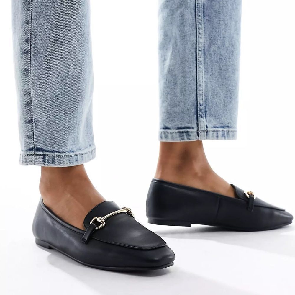 London Rebel Metal Trim Loafers Black US 8 (UK 6) NWT IN BOX